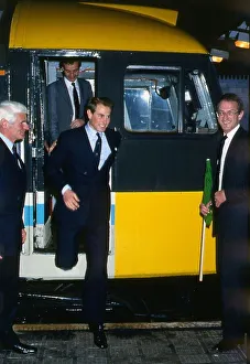 Prince Edward coming out of train drivers cab November 1988 Prince Edward coming out of train drivers cab November 1988