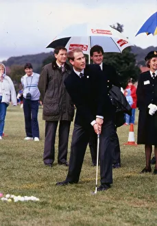 Prince Edward hitting golf balls in Stirling December 1989 Prince Edward hitting golf balls in Stirling December 1989