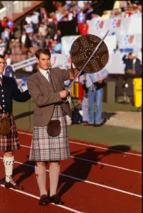 Prince Edward opens the Commonwealth Highland July 1986 games claymore shield kilt tartan Prince Edward opens the Commonwealth Highland July 1986 games claymore shield kilt tartan
