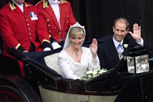 Prince Edward Royal Wedding 1999 Edward and his bride Sophie Rhys-Jones wave Prince Edward Royal Wedding 1999 Edward and his bride Sophie Rhys-Jones wave