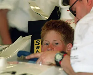 Prince Harry British Grand Prix 1999 Silverstone He sits in the Stewart Ford Car Prince Harry British Grand Prix 1999 Silverstone He sits in the Stewart Ford Car