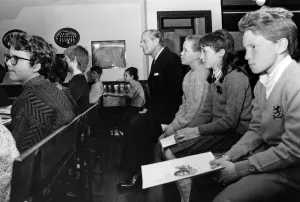 Prince Philip, Duke of Edinburgh takes a seat in the Heritage Centre classroom at Wigan Prince Philip, Duke of Edinburgh takes a seat in the Heritage Centre classroom at Wigan