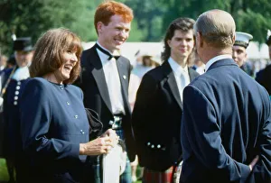 Prince Philip Duke of Edinburgh talking to Diana Rigg. September 1989 Prince Philip Duke of Edinburgh talking to Diana Rigg. September 1989