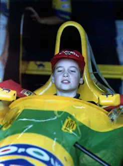 Prince William in F1 Benetton car at British Grand Prix July 1992 Prince William in F1 Benetton car at British Grand Prix July 1992
