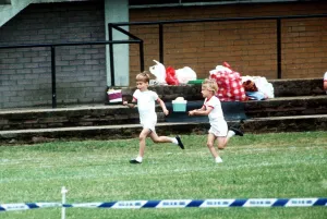 Prince William finishes first in the relay race at his Sports Day event Prince William finishes first in the relay race at his Sports Day event