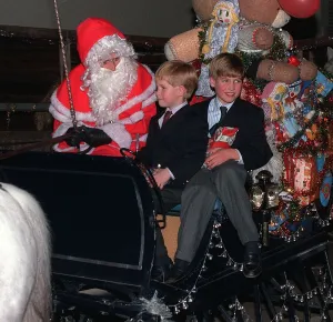 Prince William and Prince Harry meet Father Christmas in 1990 Prince William and Prince Harry meet Father Christmas in 1990