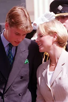 Prince William and Zara Phillips at Clarence House for the Queen Mother' Prince William and Zara Phillips at Clarence House for the Queen Mother'
