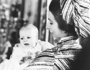 Princess Anne with her son Peter Phillips at his baptism at Buckingham Palace Princess Anne with her son Peter Phillips at his baptism at Buckingham Palace