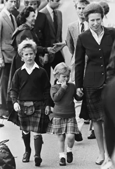 Princess Anne walking hand in hand with her two children Peter Princess Anne walking hand in hand with her two children Peter