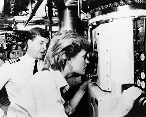 Princess Diana on board HMS Trafalgar nuclear submarine during a visit to the naval Princess Diana on board HMS Trafalgar nuclear submarine during a visit to the naval