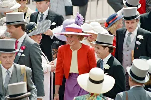 Princess Diana, Harry Herbert and Viscount Linley in the royal enclosure at the first day Princess Diana, Harry Herbert and Viscount Linley in the royal enclosure at the first day