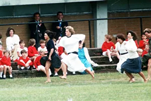 Princess Diana in the mums race at Prince Williams Sports Day. 27th June 1989 Princess Diana in the mums race at Prince Williams Sports Day. 27th June 1989