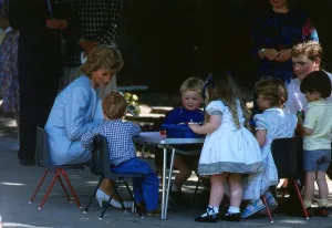 Princess Diana pictured with nursery school children during a visit to the Barnardo' Princess Diana pictured with nursery school children during a visit to the Barnardo'