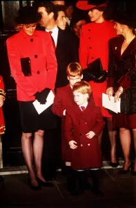 Princess Diana, Prince Harry and Prince William at the Christening of Princess Beatrice Princess Diana, Prince Harry and Prince William at the Christening of Princess Beatrice
