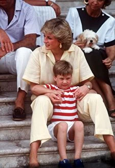 Images Dated 9th August 1987: Princess Diana and Prince William on holiday in Majorca August 1987
