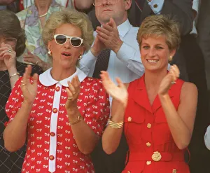 Princess Diana with Princess Michael of Kent, watching the Mens Singles Final match in Princess Diana with Princess Michael of Kent, watching the Mens Singles Final match in