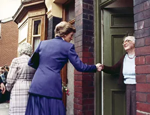 Princess Diana seen here shaking the hand of an elderly resident during her visit to Princess Diana seen here shaking the hand of an elderly resident during her visit to