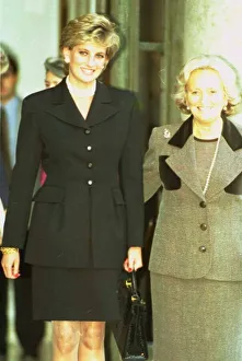 Princess Diana walking beside Madame Bernadette Chirac at the Elysee Palace in in Paris Princess Diana walking beside Madame Bernadette Chirac at the Elysee Palace in in Paris