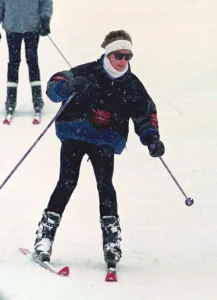 Princess Diana wearing ski-ing outfit and balaclava and sunglasses during a ski-ing Princess Diana wearing ski-ing outfit and balaclava and sunglasses during a ski-ing