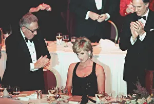 PRINCESS DIANA WEARS A BLACK EVENING DRESS AND RECEIVES A HUMANITARIAN AWARD AT AN EVENT PRINCESS DIANA WEARS A BLACK EVENING DRESS AND RECEIVES A HUMANITARIAN AWARD AT AN EVENT