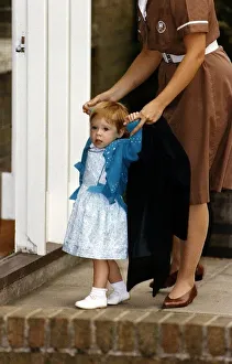 Princess Eugenie walking with her nanny on Princess Beatrce's first day at school Princess Eugenie walking with her nanny on Princess Beatrce's first day at school