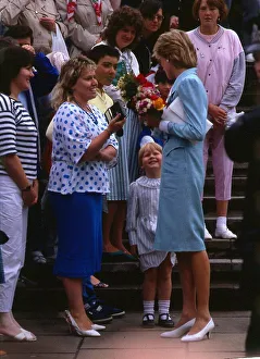 Princesss Diana, Princess of Wales talking to little girl Claire Greoger Princesss Diana, Princess of Wales talking to little girl Claire Greoger