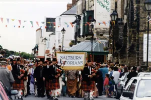 Procession through town during Saltburn's Victorian Week. 8th August 1993 Procession through town during Saltburn's Victorian Week. 8th August 1993