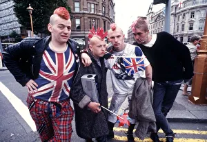 Punk mohican hair tartan trousers union jack vest flag 1986