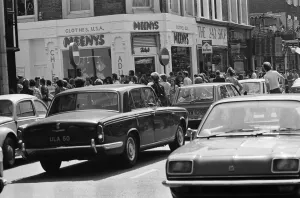 Punk Rocker and Teddy Boy youths in King's Road, London Punk Rocker and Teddy Boy youths in King's Road, London