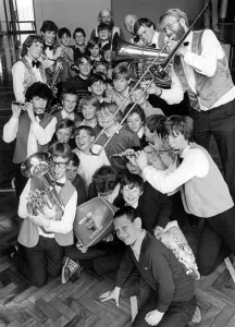 Pupils at Langbaurgh School, Middlesbrough, get right in the mood when the big band sound Pupils at Langbaurgh School, Middlesbrough, get right in the mood when the big band sound