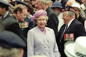 Queen Elizabeth II attends the unveiling of the Canadian War Memorial in Green Park Queen Elizabeth II attends the unveiling of the Canadian War Memorial in Green Park