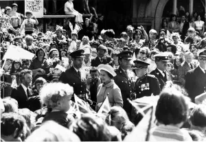 Queen Elizabeth II makes her way back to St Helens Town Hall after inspecting the guard Queen Elizabeth II makes her way back to St Helens Town Hall after inspecting the guard