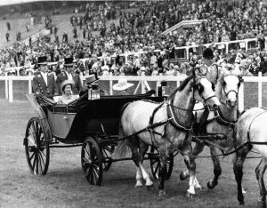 Queen Elizabeth II and Prince Philip drive down the course at Royal Ascot Queen Elizabeth II and Prince Philip drive down the course at Royal Ascot