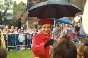 Queen Elizabeth II and Prince Philip visit Cumbria 3 May 1991- during a walkabout meeting Queen Elizabeth II and Prince Philip visit Cumbria 3 May 1991- during a walkabout meeting