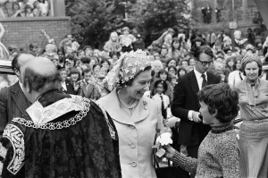 Queen Elizabeth II during her visit to Coventry, West Midlands for her Silver Jubilee Queen Elizabeth II during her visit to Coventry, West Midlands for her Silver Jubilee