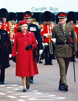Queen Elizabeth II visits the National Museum. The Queen inspects the 1st regiment Royal Queen Elizabeth II visits the National Museum. The Queen inspects the 1st regiment Royal