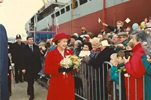 Images Dated 1st December 1990: Queen Elizabeth II visits the North East - at Swan Hunter Shipyard to launch the James