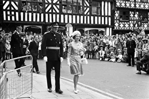Queen Elizabeth II visits Stratford-upon-Avon. Accompanied by Mr C.M Queen Elizabeth II visits Stratford-upon-Avon. Accompanied by Mr C.M