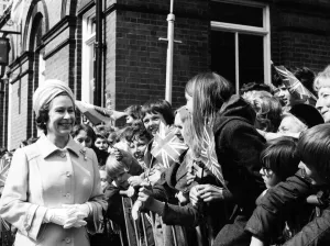 Queen Elizabeth II visits Wrexham, Wales. 25th May 1976 Queen Elizabeth II visits Wrexham, Wales. 25th May 1976