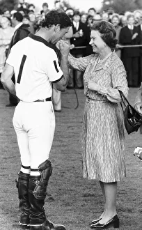 Queen Elizabeth with her son Prince Charles at a horse polo match against Brazil Queen Elizabeth with her son Prince Charles at a horse polo match against Brazil