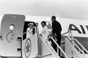 The Queen, followed by Princess Anne and The Duke of Edinburgh boarding the plane for a The Queen, followed by Princess Anne and The Duke of Edinburgh boarding the plane for a