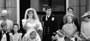 Queen Mother with Duke and Duchess of York on the balcony at Buckingham Palace Queen Mother with Duke and Duchess of York on the balcony at Buckingham Palace