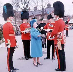 The Queen Mother presents Shamrock to the Irish Guards at Windsor, on St. Patricks Day The Queen Mother presents Shamrock to the Irish Guards at Windsor, on St. Patricks Day