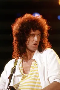 Queen Rock Group Brian May on stage Queen in concert at Wembley Stadium Queen Rock Group Brian May on stage Queen in concert at Wembley Stadium