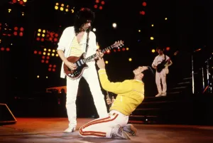 Queen Rock Group Freddie Mercury and Brian May on stage Queen in concert at Queen Rock Group Freddie Mercury and Brian May on stage Queen in concert at