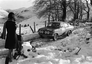 RAC Rally November 1970 Opel Rekord takes on the course RAC Rally November 1970 Opel Rekord takes on the course