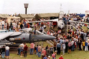 A RAF BAE Harrier II and a Panavia Tornado aircraft on display at the Sunderland A RAF BAE Harrier II and a Panavia Tornado aircraft on display at the Sunderland