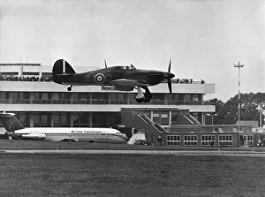 A RAF Hawker Hurricane landing at Newcastle Airport. 25th August, 1979 A RAF Hawker Hurricane landing at Newcastle Airport. 25th August, 1979