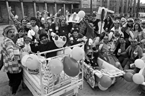 Rag time... Huddersfield Polytechnic students at the start of a town centre bath Rag time... Huddersfield Polytechnic students at the start of a town centre bath