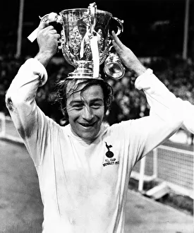 Ralph Coates of Tottenham Hotspur holding the League Cup trophy on his head after Spurs Ralph Coates of Tottenham Hotspur holding the League Cup trophy on his head after Spurs